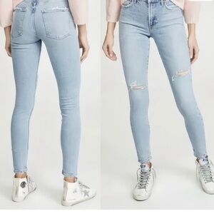 Shop Light Blue Distressed Skinny Jeans